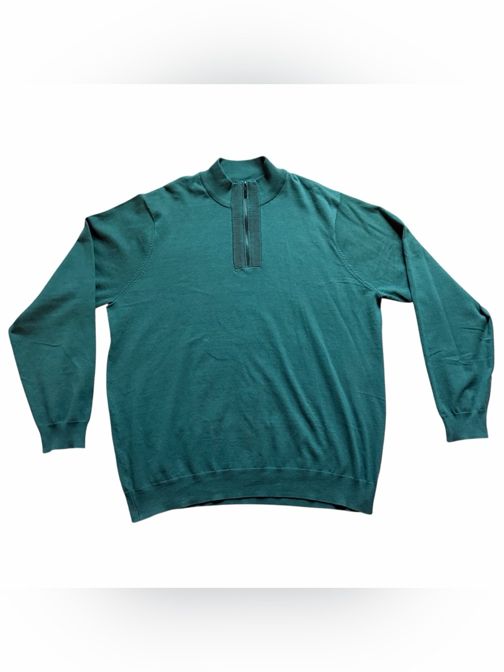 Shaquille O’Neal 4XL 1/4 Zip Mock Neck Sweater Green Cotton Blend